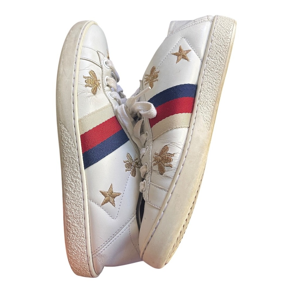 Gucci Ace Bee and‎ Star White Sneaker With Collapsable Heel Trainer 6 - Picture 7 of 11
